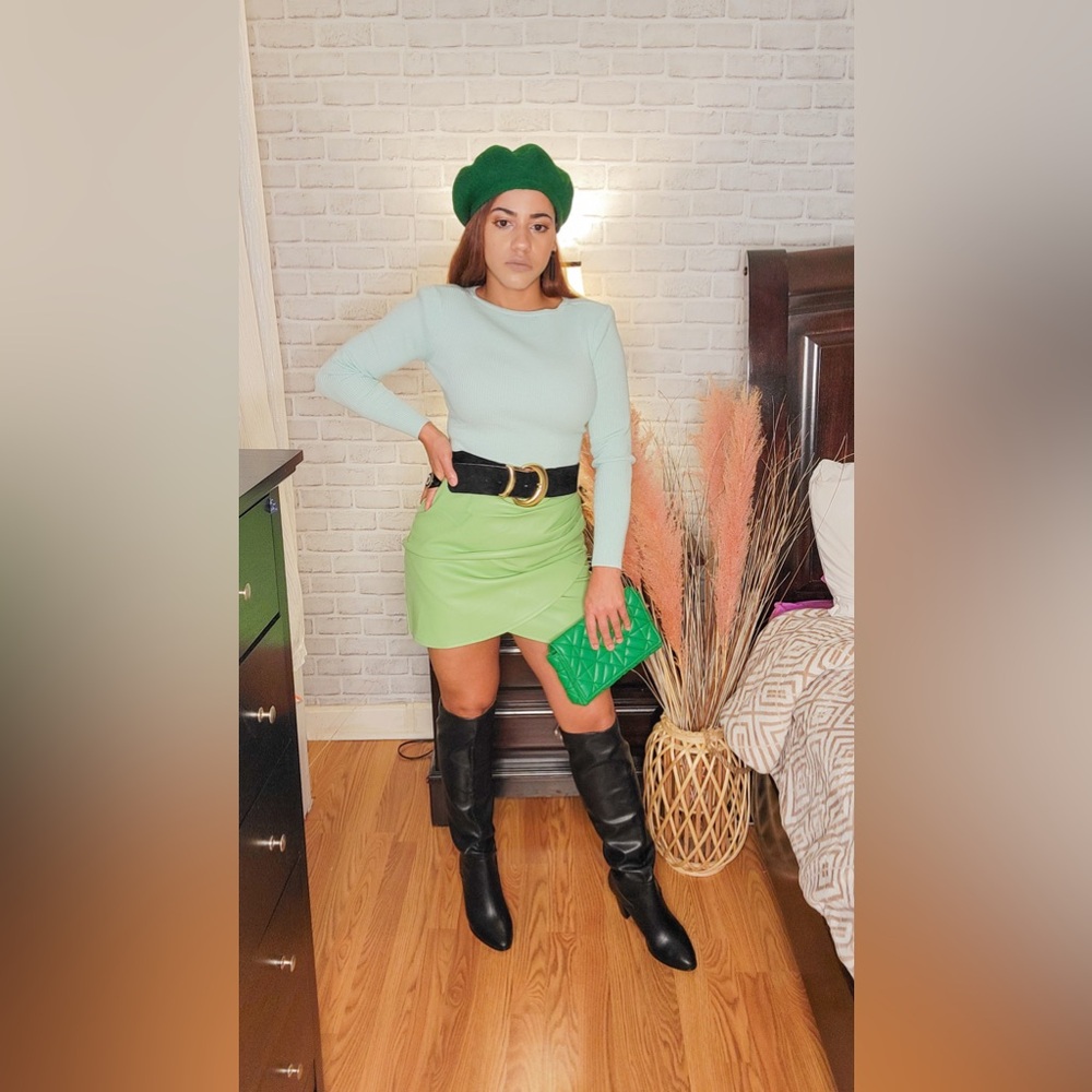 Asymmetrical Lime Green Skirt